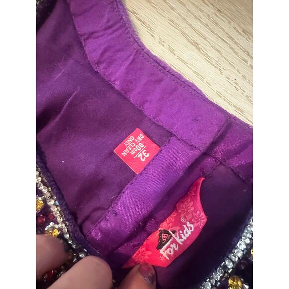 Purple beaded and velvet cropped India blouse size 32 - Picture 2 of 7